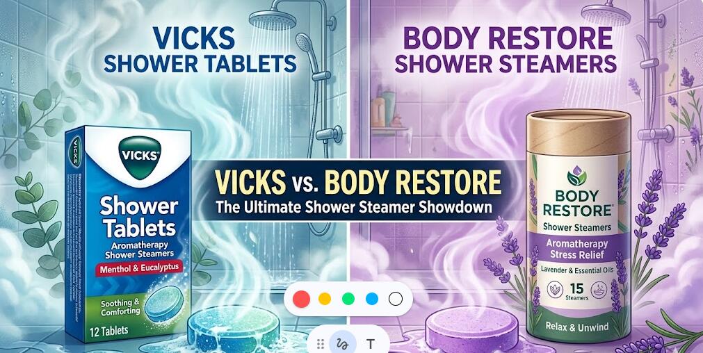 Vicks Duschdampfer vs. Body Restore Duschdampfer: Welche Duschtabletten sind besser gegen Staus, Stressabbau und den täglichen Gebrauch?