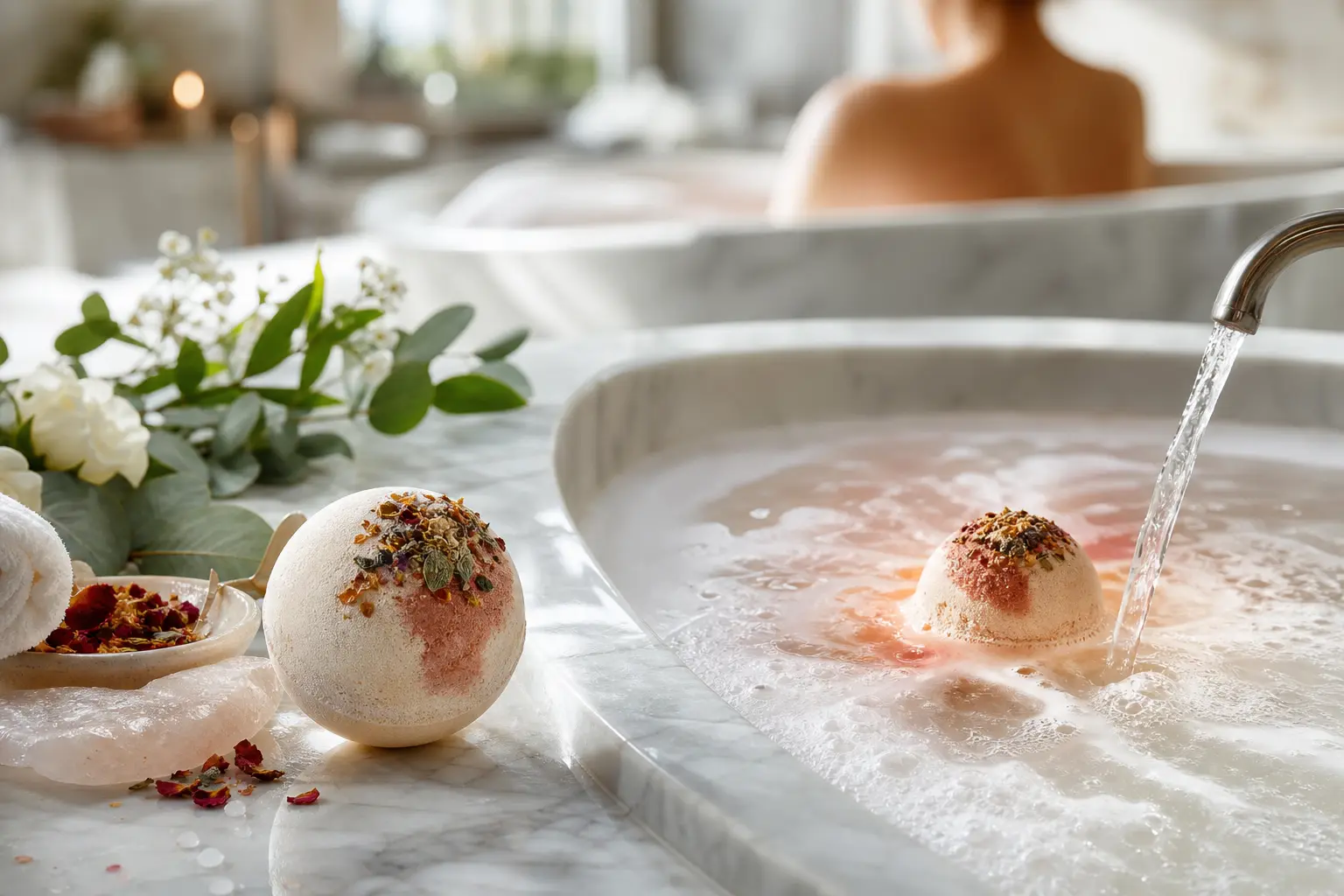 Kommen Badebomben vor oder nach dem Wasser in die Wanne?