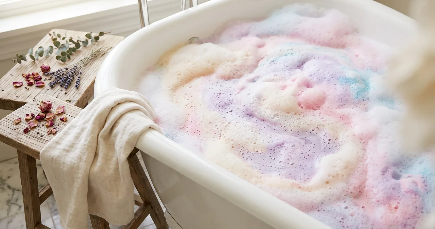 Verfärben farbige Badebomben Ihre Badewanne?